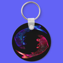 Red and Blue Fish keychains