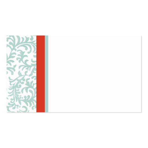 Red and Blue Floral Damask Seating Card Business Card (back side)