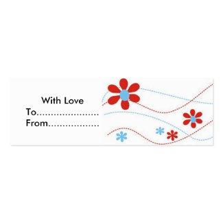 Red and blue floral embroidery gift tags profilecard