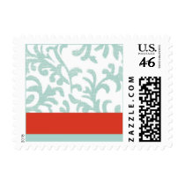 Red and Blue Floral Pattern Postage Stamps