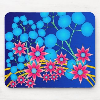 Red and blue flowers mousepad mousepad