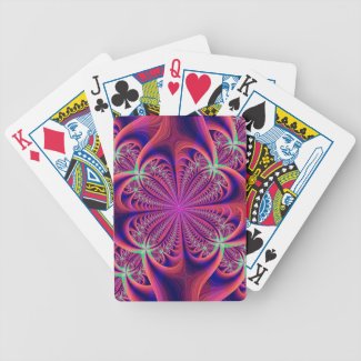 Red and Blue Fractal Flower Bicycle Card Deck