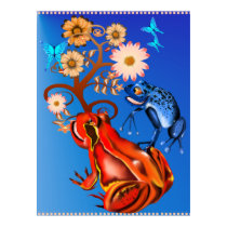 Red and Blue Frog N Flowers Poster posters by Lotacats Red and Blue Frog N Flowers Poster posters