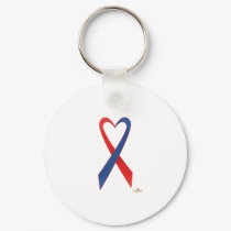 Red And Blue Heart Shaped Awareness Ribbon keychains