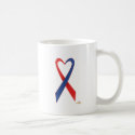 Red And Blue Heart Shaped Awareness Ribbon mugs by awareness Red And Blue Heart Shaped Awareness Ribbon mugs