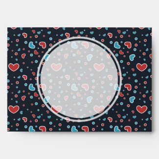 Red and Blue Hearts Pattern Envelope