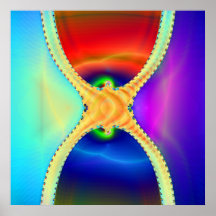 Red and Blue Hourglass Fractal Posters