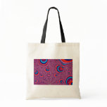 Red and blue peacock tail tote bag