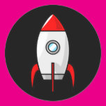 Red and Blue Rockets Round Stickers
