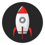 Red and Blue Rockets Round Stickers