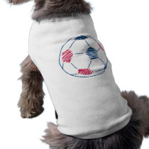 red and blue soccer scribble graphic pet t-shirt