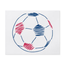 red and blue soccer scribble graphic flyer design