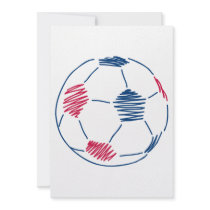 red and blue soccer scribble graphic custom invitation