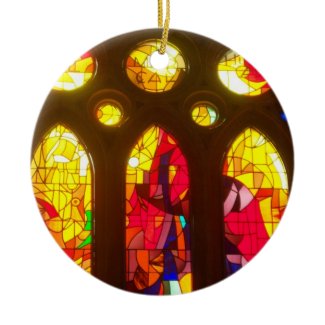 Red and Blue Stained Glass ornament