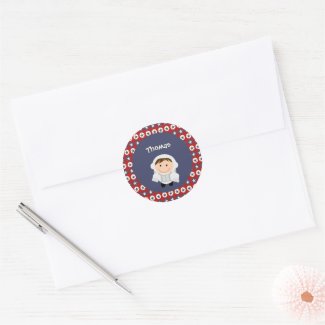 Red and Blue Stars Astronaut Stickers sticker