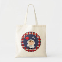 Red and Blue Stars Boy Astronaut Tote Bag