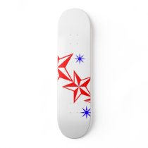 Red and Blue Stars Skateboard Deck by vincentbolin Red and Blue Stars Skateboard Deck