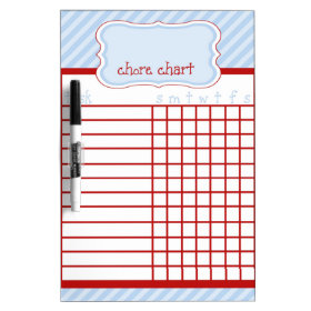 Red and Blue Stripe Chore Chart Dry-Erase Board