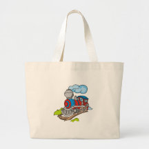 Red and Blue Train Bags