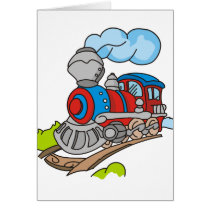 Red and Blue Train Greeting Card