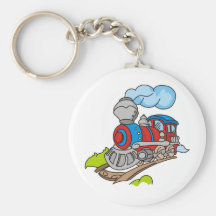 Red and Blue Train Key Chain