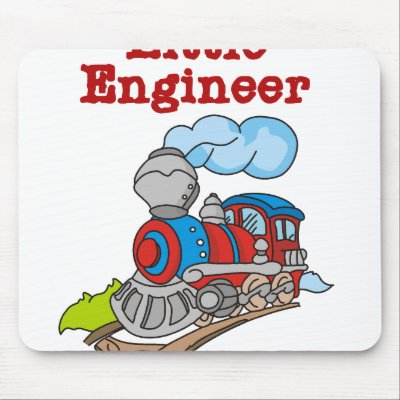 Red and Blue Train Little Engineer Mousepad by toddlersplace