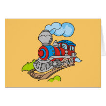 Red and Blue Train Tshirts and Gifts Greeting Cards
