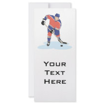 red and blue uniform ice hockey player vector grap customized rack card