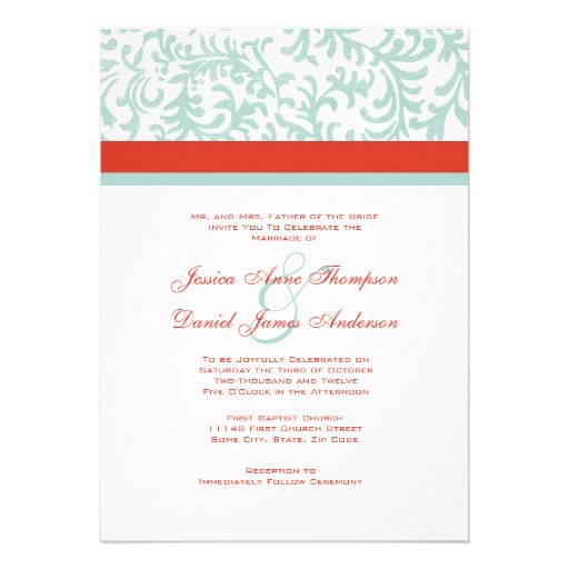 Red and Blue Wedding Invitation