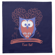 Red and Blue Whimsical Cute Owl Custom Napkins napkins