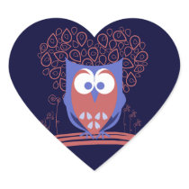 Red and Blue Whimsical Cute Owl heart stickers stickers