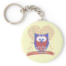Red and Blue Whimsical Cute Owl Keychain keychains