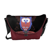Red and Blue Whimsical Cute Owl messenger bag messenger bags