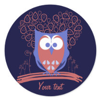 Red and Blue Whimsical Cute Owl round stickers stickers