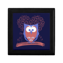 Red and Blue Whimsical Cute Owl Trinket gift box gift boxes