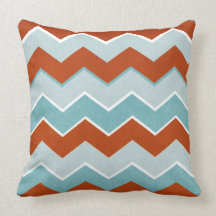 Red and Blue Zig Zag Pattern Pillow