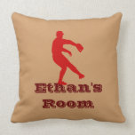 Red and Brown Baseball Pillow (personalize)