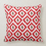 Red And Brown Diamond Ikat Pattern Throw Pillow