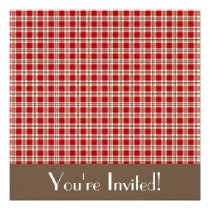 Red and Brown Gingham Invitation invitations