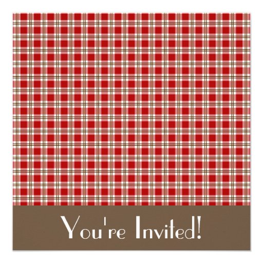 Red and Brown Gingham Invitation