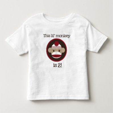 Red and Brown Sock Monkey: Second Birthday Tee
