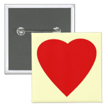 Red and Cream Love Heart Design. Buttons