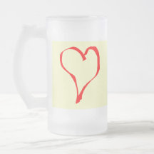 Red and Cream Love Heart Design. Coffee Mug
