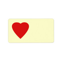 Red and Cream Love Heart Design. Personalized Address Label
