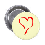 Red and Cream Love Heart Design. Pinback Buttons