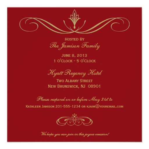 Red and Gold 90th Birthday Party Invitation