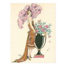 Red and Gold by George Barbier Post Card
