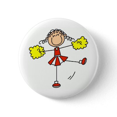 Red and Gold Cheerleader Button