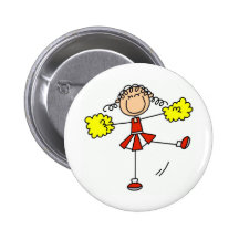 Red and Gold Cheerleader Pinback Button