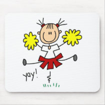 Red And Gold Cheerleader With Pom Poms Mousepad